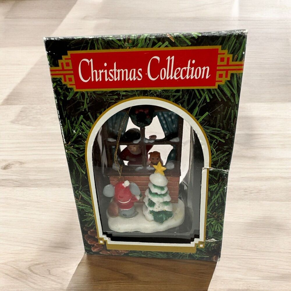 Christmas Collection Ornament Child looking Thru Window Plastic NIB